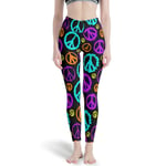 Ballbollbll Pantalon de yoga Peace pour femme, taille haute et contrôle du ventre, super doux pour la gym, la course, les loisirs, le quotidien, blanc L