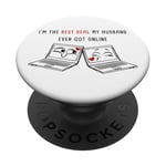 Laptops in Love: Online Couples Valentine Soulmates Women's PopSockets Adhesive PopGrip