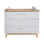 roba Commode à Langer "Caro" avec Plan Amovible - 3 Tiroirs à Fermeture Douce - Gris clair/Décor Bois (Chêne Doré)