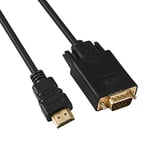 PremiumCord HDMI to VGA Cable with Converter, Resolution Full HD 1080p 60Hz, Gold-Plated Connections, Colour Black, Cable Length 2 m