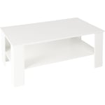 Ml-design - ml design Table Basse Blanc avec avec Étagère Rangement, 100×43×57 cm, Panneau de Particules, Robuste, Table d'Appoint de Salon, Table