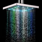 Pomme de douche à effet pluie LED 20,3 cm,rotation romantique,pommeau de douche spa multicolore,lumière LED,pommeau de douche fixe,pas besoin de piles,couleur changeante,carré chromé.[T810]