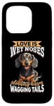 Coque pour iPhone 15 Pro Teckel blaireau wiener saucisse chien Love is wet nezes