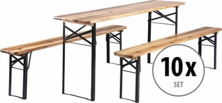 10x Ensemble Brasserie Table Banc Bois Pliable Meuble Jardin Terrasse Fete Bar