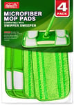 HOMEXCEL Lot de 4 serpillères en microfibre compatibles avec les balais Swiffer, réutilisables et lavables en machine, têtes de rechange pour nettoyage humide et sec multi-surfaces