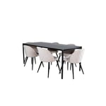 Venture Home Matgrupp Paris matbord och Valentina Stitcthes matstol Pelle Dining Table - Black / black Black+Velvet Stitches Ch GR22322