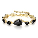 Clearine Bracelet Femme Or Cristal Multi Goutte d'eau Strass Elégant Bijoux pour Mariage Mariée Quotidien Noir Ton d'or