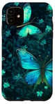 iPhone 11 Cute Pattern Turquoise Butterflies Case