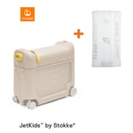 JETKIDS™ BY STOKKE® resväska med åkfunktion BedBox™ Moonglow White och madrass CloudSleeper™ vit