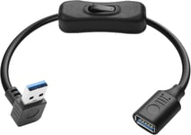 Câble D'Extension Usb 3.0 À 90 Degrés Avec Interrupteur Usb 3.0 Type A Mâle Vers Femelle - Câble D'Extension Usb 3.0 - Prend En Charge Les Données Et L'Alimentation Pour Ordinateur Portable Pc