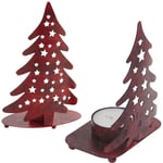 Aubry Gaspard - Photophore sapin de Noël en métal (Lot de 2)