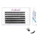 FADLASH Kit Extension Faux Cils, 120pcs Faux Cils Individuel 40D D Curl MIX(8-15), 7ml Colle Pour Cluster Cils