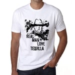 Homme Tee-Shirt Les Vrais Hommes Aiment La Tequilla - Real Men Love Tequilla - T-Shirt Graphique Éco-Responsable Vintage Cadeau Nouveauté