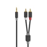 Nedis Stereo Audio kabel | 3.5 mm Hanstik | 2x RCA Hanstik | Guldplateret | 10.0 m | Runde | Antracit | Box