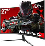 CRUA Gaming Monitor 27 Inch 180Hz, Curved PC Monitor Full HD 1080P 1500R Monitor