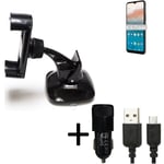 For Nokia C21 Plus 4GB car holder + CHARGER windshiled bracket 