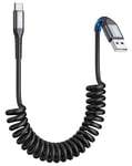 Cable USB C Spirale, 3A Câble USB C Charge Rapide Cable USB vers USB C[0.3M-0.8M], Cable USB C Android Auto compatible avec iPhone 16/15 Pro, Carplay,Galaxy S24/ S23,Google Pixel 8/8 Pro,Xia.[V265]