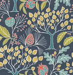 NuWallpaper NU3038 Groovy Garden Navy Papier peint autocollant, motif jardin multicolore