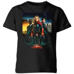 Captain Marvel Movie Starforce Poster Kids' T-Shirt - Black - 5-6 Years - Black