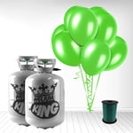 Disposable Helium Gas Cylinder with 30 Balloons and Curling Ribbon included (Lime Green, Pack of 2)