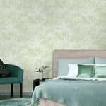 Holden Whispering Trees Wallpaper Green 65620 Glitter Textured