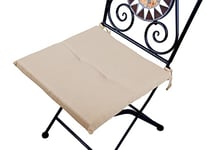 VERDELOOK Coussin carré anti-taches pour chaise avec lacets pour une assise confortable Beige