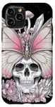 Coque pour iPhone 11 Pro Tête squelette champignon papillon – Botanique gothique