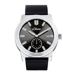 s.Oliver Montre Homme à Quartz analogique, avec Bracelet en Cuir, Argent, étanche à 5 Bar, Livré dans Une boîte Cadeau de Montres