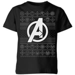 T-Shirt de Noël Homme Marvel Logo Avengers - Noir - 5-6 ans