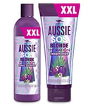 Aussie Purple Shampoo and Conditioner for Blonde Hair, Vegan Silver Shampoo Set for Coloured Hair Hydration, with Australian Wild Plum & Manuka Leaf, XXL VALUE PACK