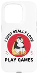 iPhone 15 Pro Kawaii Penguin I Just Really Love Cute Play Games Lover Case