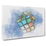 The Rubik Cube In Abstract Modern Art Canvas Wall Art Print Ready to Hang, Framed Picture for Living Room Bedroom Home Office Décor, 24x16 Inch (60x40 cm)