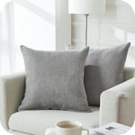 Topfinel Taie Oreiller 65x65 Lot de 2 Housses Coussins Carrés Decoratifs Gris Clair pour Gros Coussin Canapé Lit Décoration Chambre Salon Maison Scandinave Uni en Chenille Doux avec Fermeture Elair