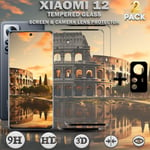 2-Pack XIAOMI 12 Skärmskydd & 1-Pack linsskydd - Härdat Glas 9H - Topp kvalitet 3D