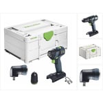 Txs 18-Basic Perceuse-visseuse sans fil 18 v 40 Nm Brushless + tête angulaire + Systainer - sans batterie, sans chargeur - Festool