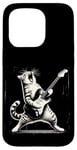 Coque pour iPhone 15 Pro Guitare chat à bascule jouant hilarant Kitty Cat Guitarist