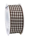 Präsent - Vichy Wired Ribbon Espresso-Cream 40 mm Width, 20 m Length