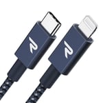 Câble USB C vers Lightning MFi Certifié,Câble Lightning USB C Power Delivery Nylon Tressé pour iPhone 14/13/12/11/Pro/Pro Max/xS/xR/x/8,iPad Mini,iPad Air- 1M,Bleu Marine.[W224]