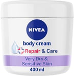 Body Repair & Care Cream (400ml Jar), Sensitive Moisturising Cream with NIVEA D