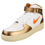 Nike Air Force 1 Mid Qs Mens Fashion Trainers in White Gold - 7 UK