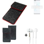 Case for HTC Desire 20+ dark gray red edges Cover + earphones