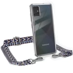 Phone Chain For Samsung Galaxy A51 Boho Cord Cover With Strap Wide Blue / White