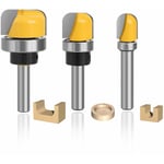 3 Pièces Fraise Bois Fond Rond, Mèches Carbide Router Bits 8mm, Fraise pour Défonceuse pour le Bois Tendre et Dur, Panneaux de Particules, mdf,