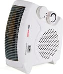 Electric Fan Heater with Thermostat 2kw 2000w Portable Upright Flatbed - White