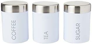 Premier Housewares Liberty Tea, Coffee and Sugar Canisters, Incremental Heights, Step Heights - Set of 3, Blue/Grey, H13 x W9.50 x D9.50cm