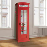 Dmora Armoire "cabine téléphonique de Londres" avec 3 étagères et porte miroir, Made in Italy, Armoire de chambre, cm 68x55h215, couleur Rouge, avec