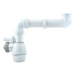 Wirquin 30721196 Siphon déporté télescopique Tout en un pour évier 2 bacs, blanc