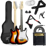 3rd Avenue Xf Pack Ultime Guitare Électrique Taille 3/4 avec Ampli 10 W, Jack, Stand, Housse, Sangle, Jeu de Cordes de Rechange, Médiators et Capodastre – Soleil