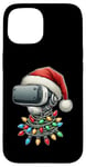 Coque pour iPhone 15 Chapeau de Noël de réalité virtuelle VR Player Video Gaming Christmas