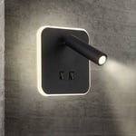 Start - Feux de chevet led Lampe murale hotel intérieur Lumières mural lit Lampe murale couloir avec interrupteur 3W + 10W (Carré) Guazhuni Noir